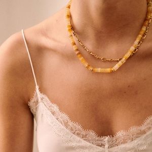 Sezane The natural stones necklace in honey NWT